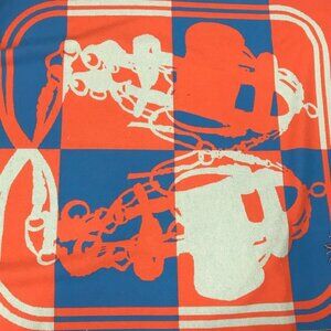 HERMES Brides de Gala Plaid blanket interior fringe blanket Orange/blue